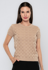 Chastity Weaved Textued Plain Knit Top