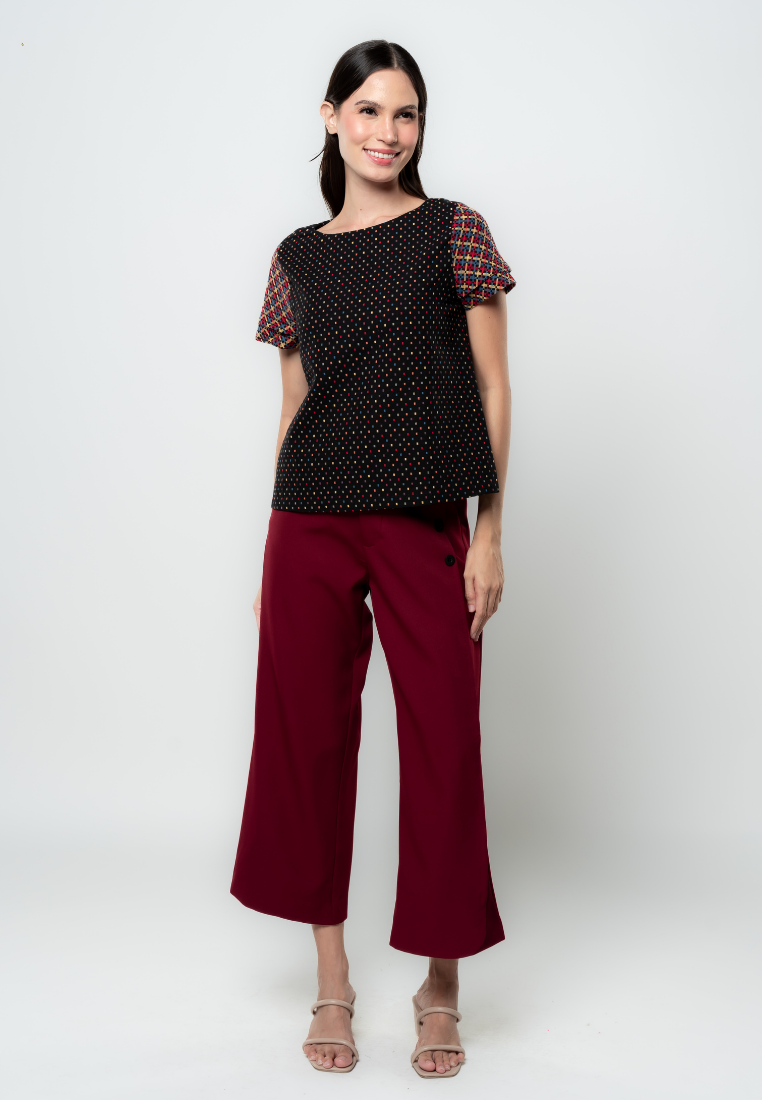 Jade Check Jacquard Blouse