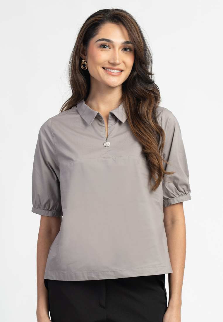 Carissa Collared Puff Sleeve Top