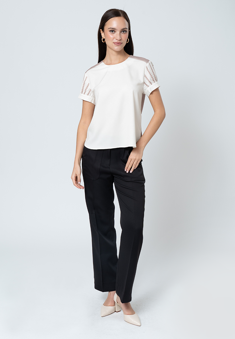 Mirielle Colored Top with Printed Sleeves