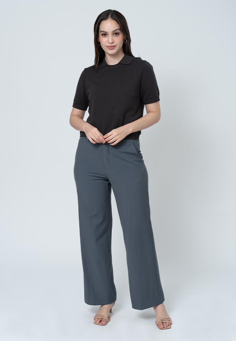 Sloane Knit Top with Layered Vest-Look Collar