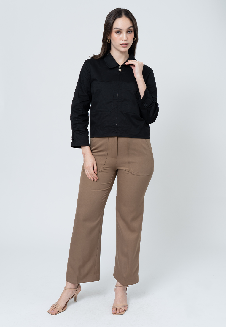 Aislinn Boxy Jacket with Front Pockets and Zip Up Opening