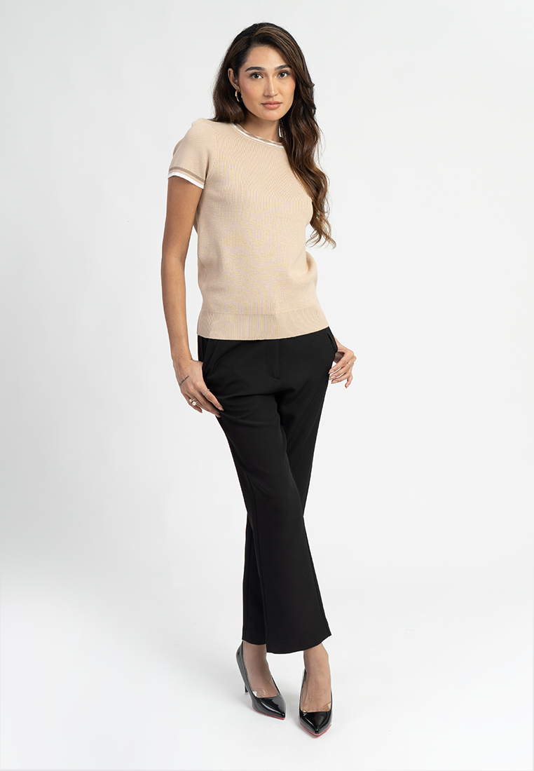Serin Fine Ribbed Knit Short Sleeve Top