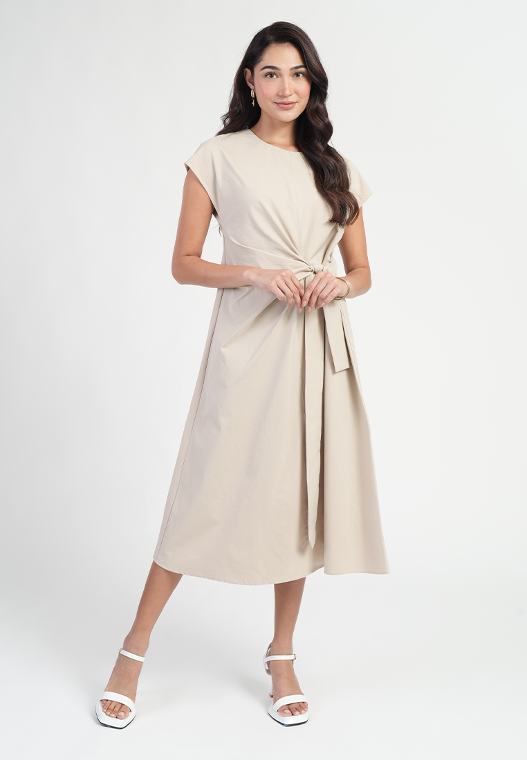 Alessandra Cap Sleeves Front Tie Dress