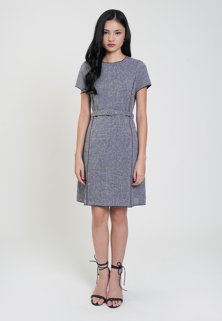 Reena Belted Piping Detail Dress