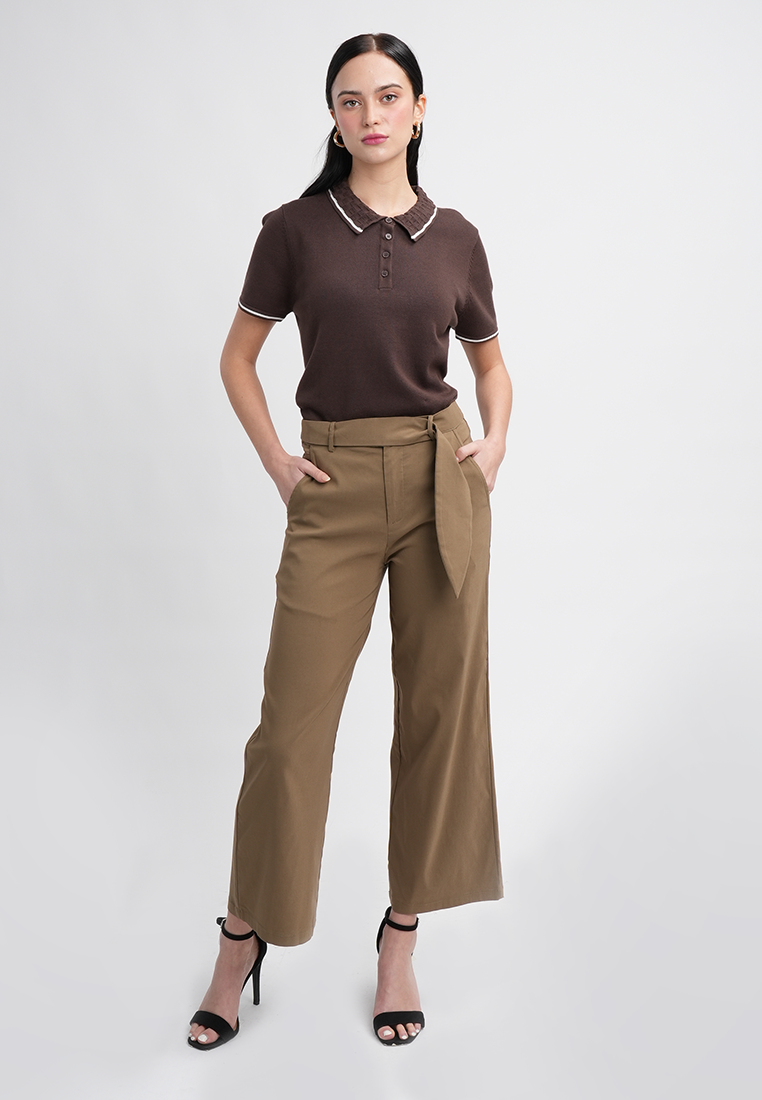 Hannah High-Waisted Wide Leg Belted Trousers