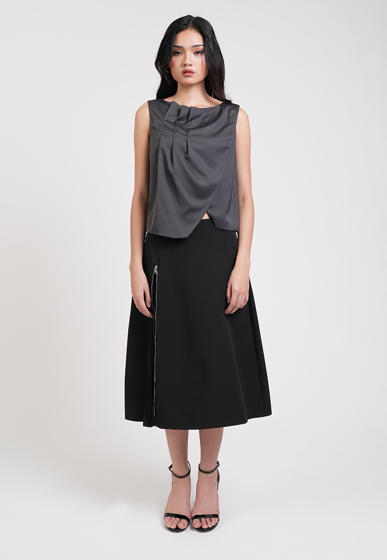 Athena Satin Draped Sleeveless Top