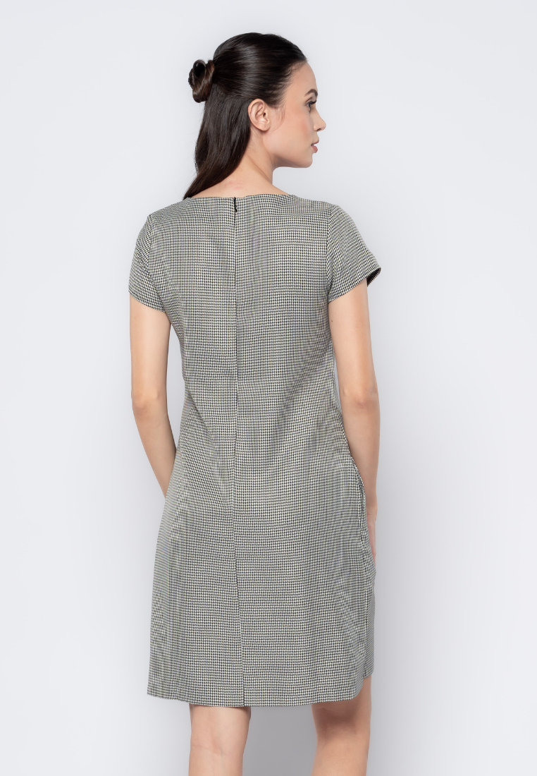 Fabric Mixed Shift Dress With Ribonettes