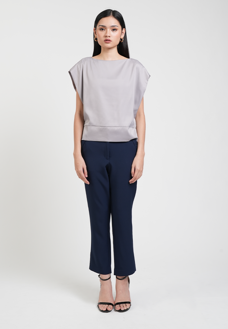 Felicity Bateau Neck Silk-Finish Blouse