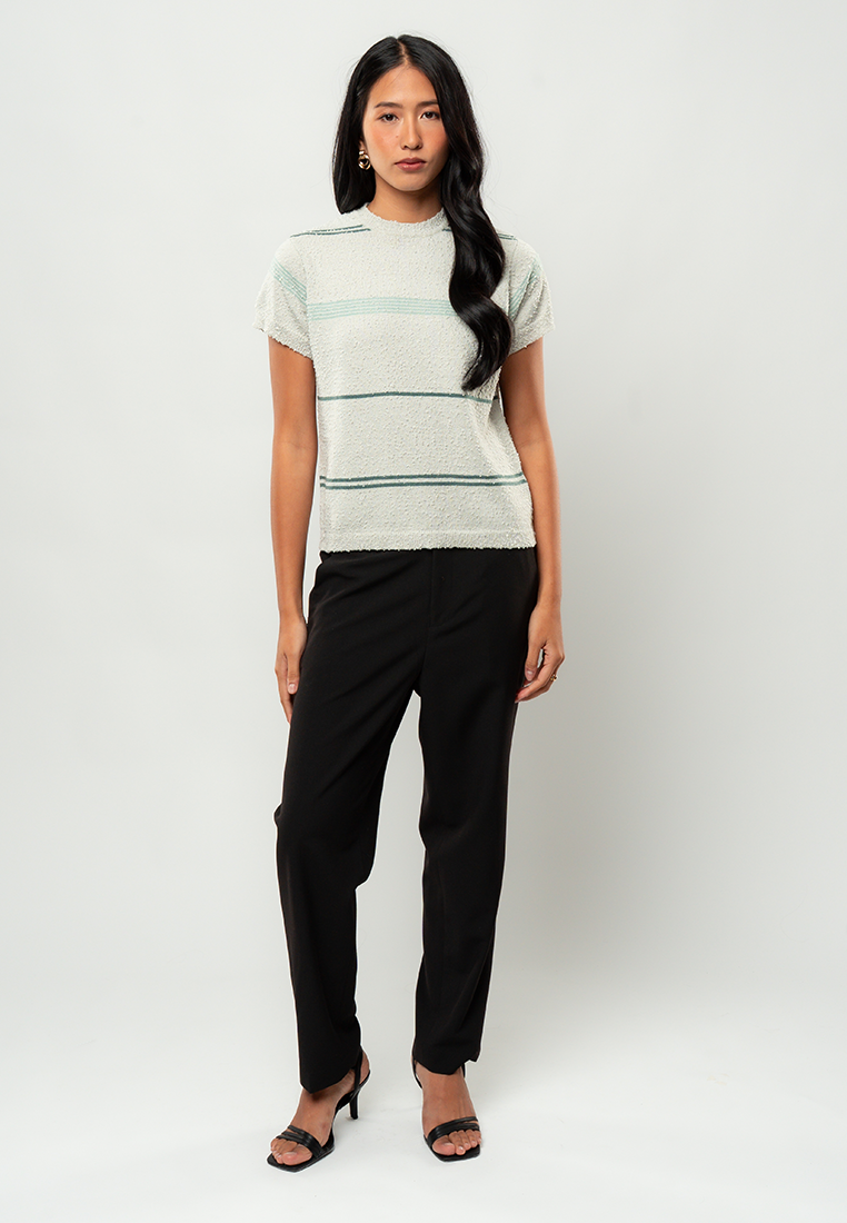 Rachel Textured Stripe Short Sleeve Top