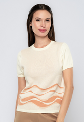 Contrast Wave Printed Knit Top