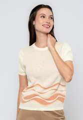 Contrast Wave Printed Knit Top
