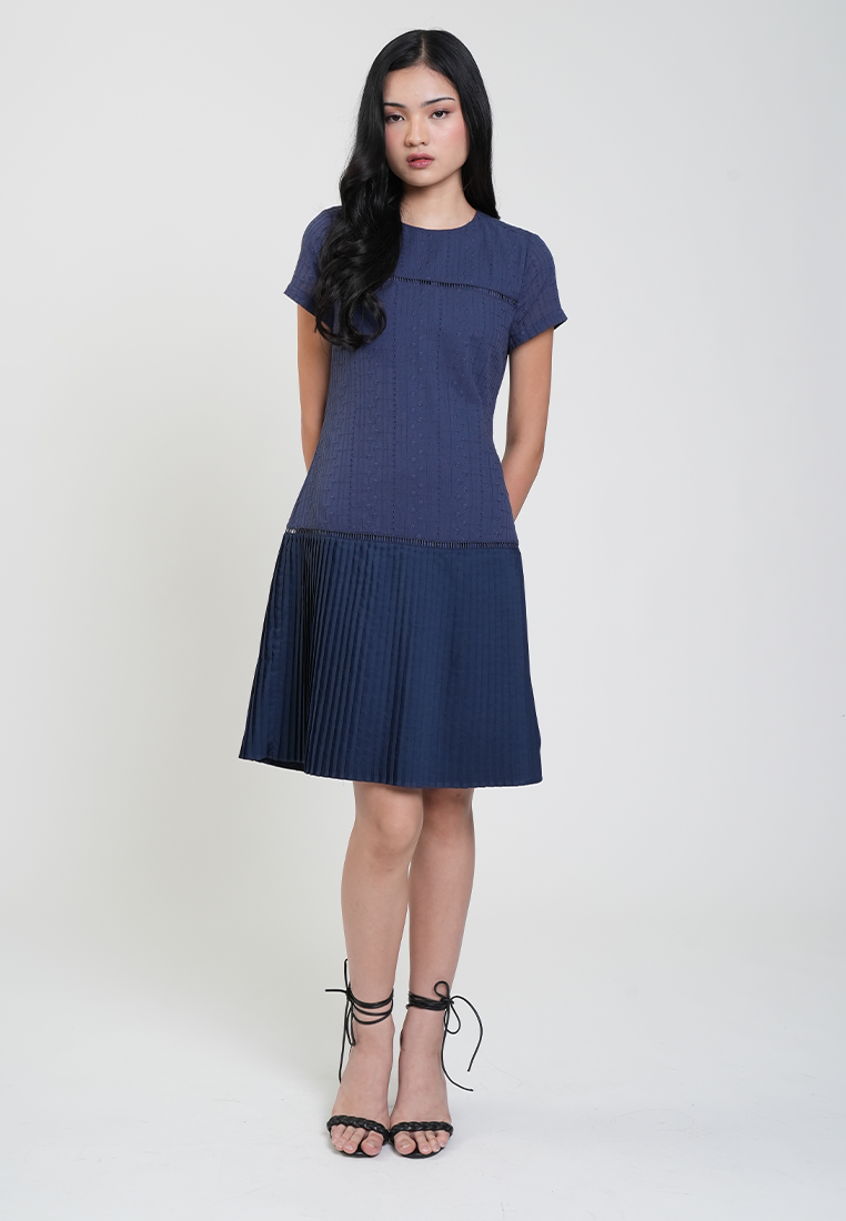 Skye Eyelet Pleated Drop Waist Dress