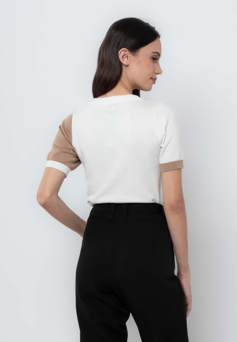 Apple & Eve Asymmetric Two - tone Flatknit Top