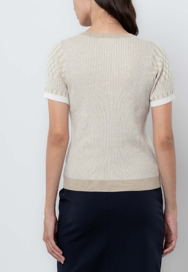 Apple & Eve Striped and Checkered Texture Flatknit Top