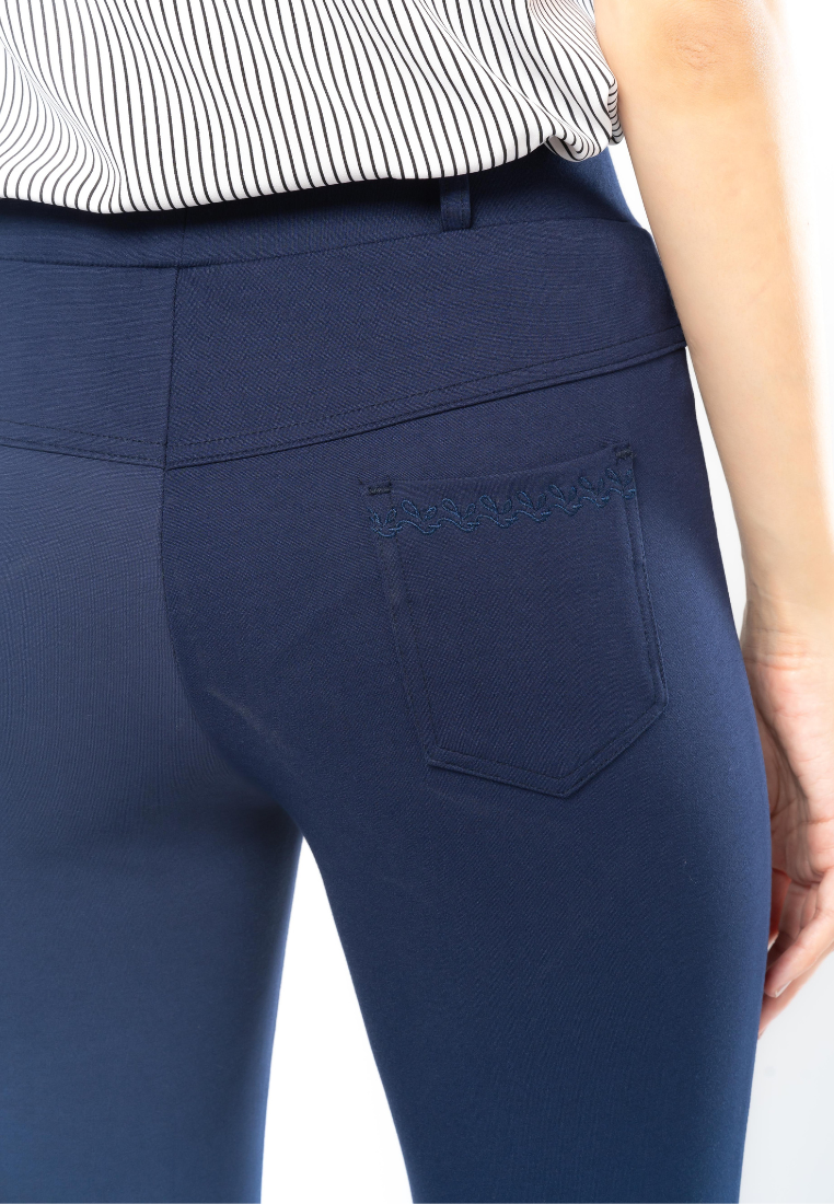 Slim-Fit Spandex Pants with Embroidered Back Pocket