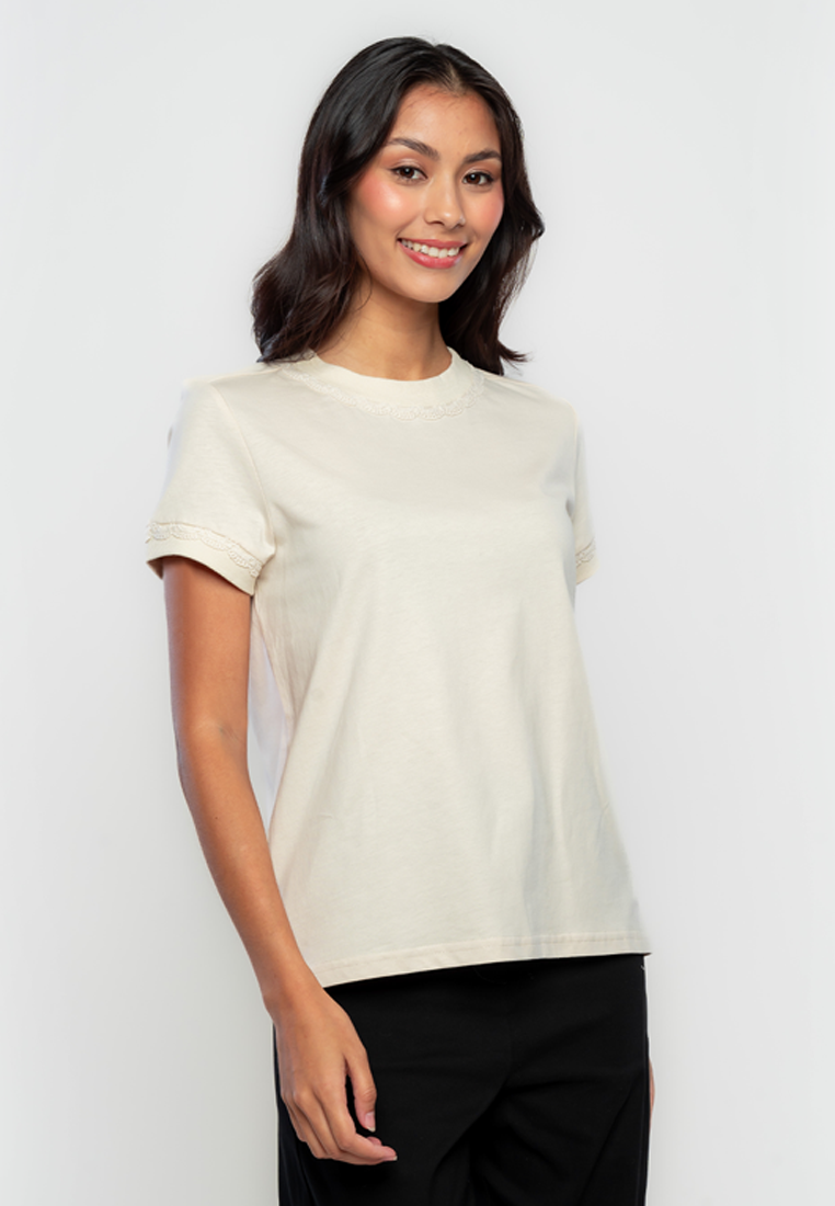 Araceli T-shirt with Braided Neckline Detail