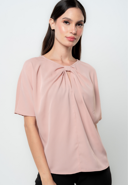 Milca V-Knot Peek-a-boo Blouse