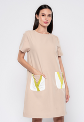 Margaux Contrasted Pocket Shift Dress