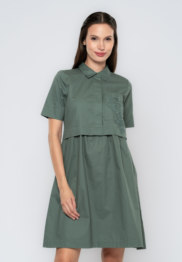 Freya A-Line Lace Patched Cotton Dress