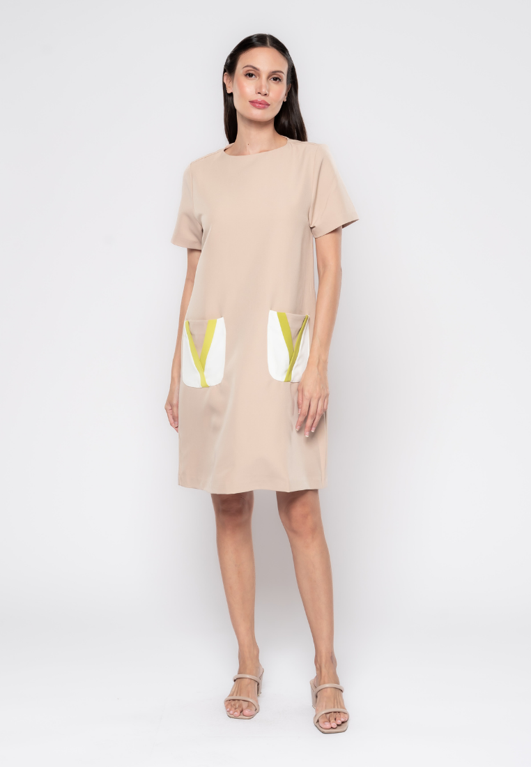 Margaux Contrasted Pocket Shift Dress