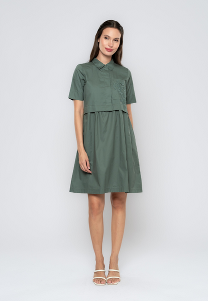 Freya A-Line Lace Patched Cotton Dress