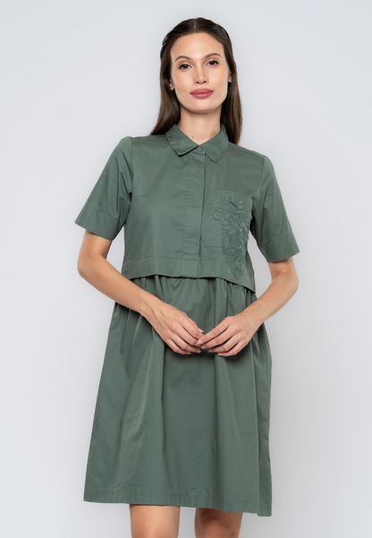 Freya A-Line Lace Patched Cotton Dress