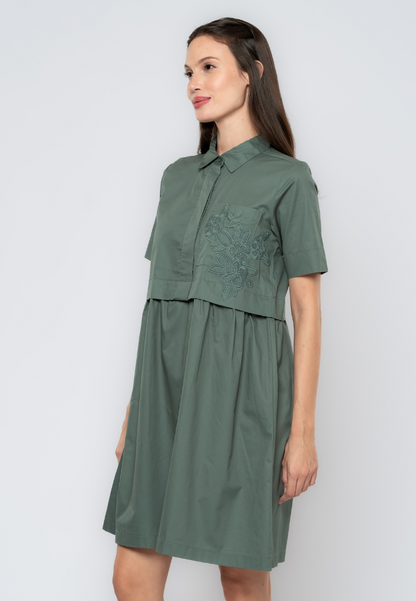 Freya A-Line Lace Patched Cotton Dress