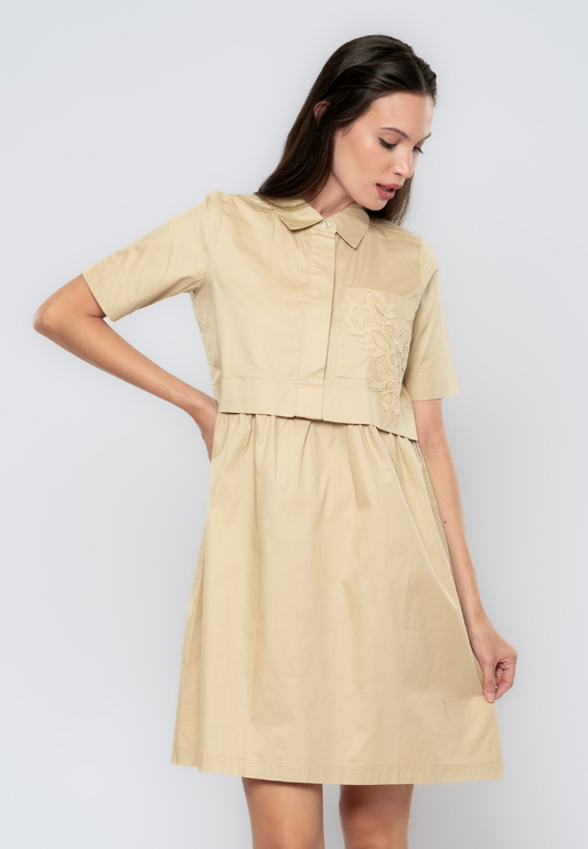 Freya A-Line Lace Patched Cotton Dress