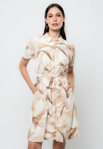 Linnea Abstract Print Self Tie Dress