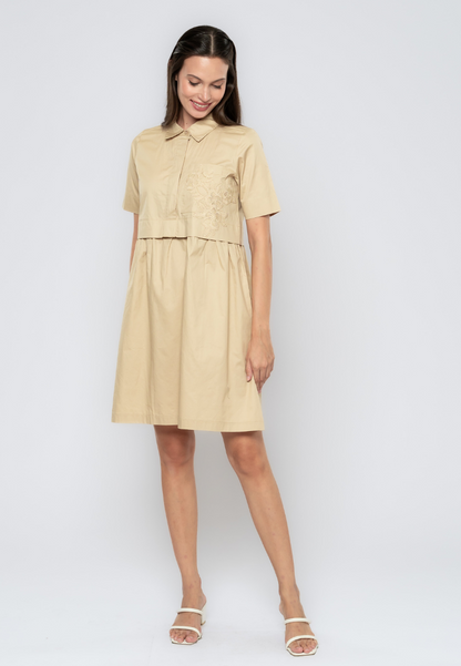 Freya A-Line Lace Patched Cotton Dress