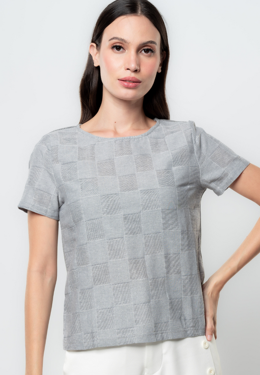 Elle Textured Cotton Boxy Top