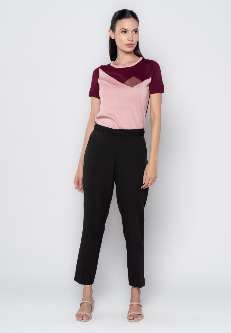 Slim Formal Pants With Braided Waist Detail