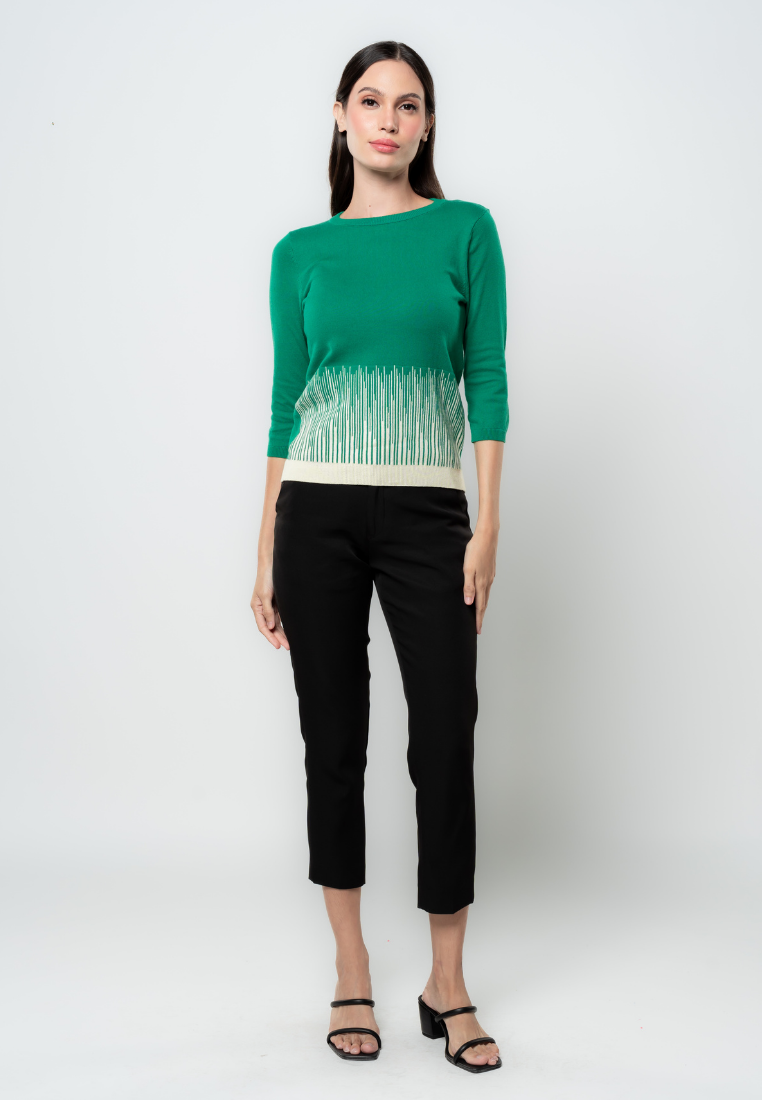 Talia Abstract 3/4" Flat Knit Top