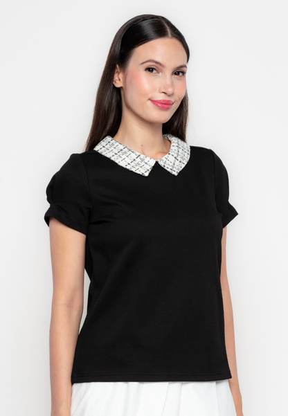 Apple & Eve Haylee Tweed Collared Knit Top