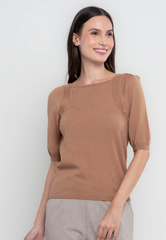 Viola Square Neckline Puff Sleeves Flat knit Top