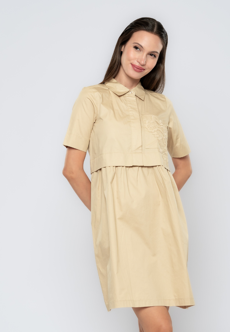 Freya A-Line Lace Patched Cotton Dress