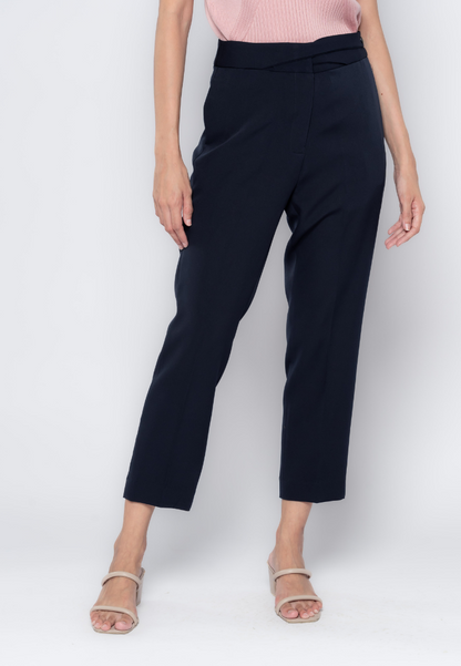 Cross Overlap Waist Detailed Slim Formal Pants