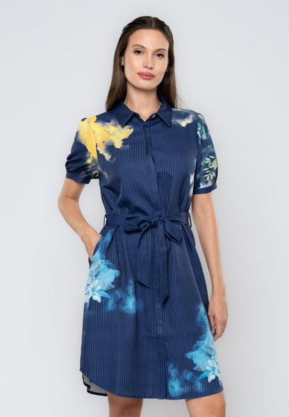 Rinoa Floral & Stripes Printed Shirt Dress