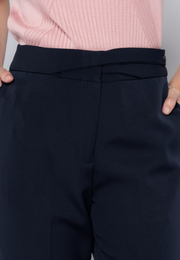 Cross Overlap Waist Detailed Slim Formal Pants