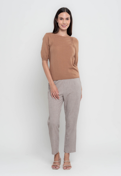 Viola Square Neckline Puff Sleeves Flat knit Top