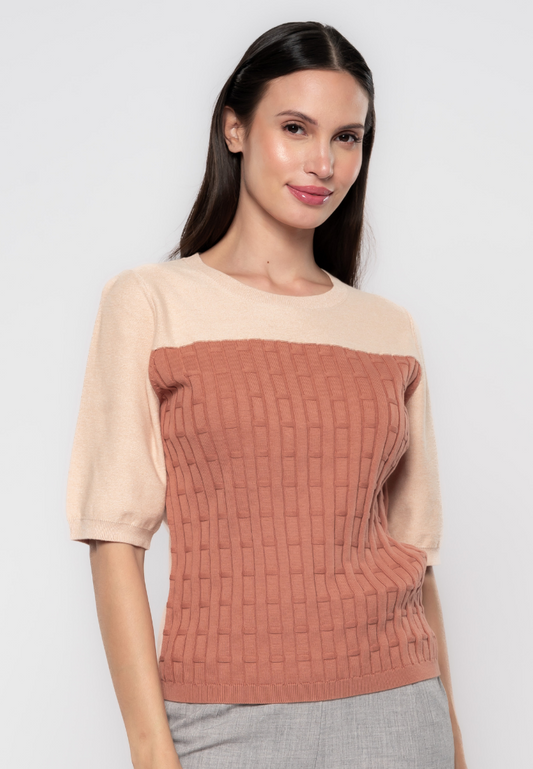 Margarette Two Tone Textured Knit