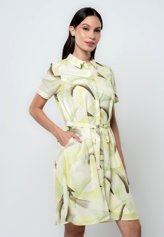 Linnea Abstract Print Self Tie Dress