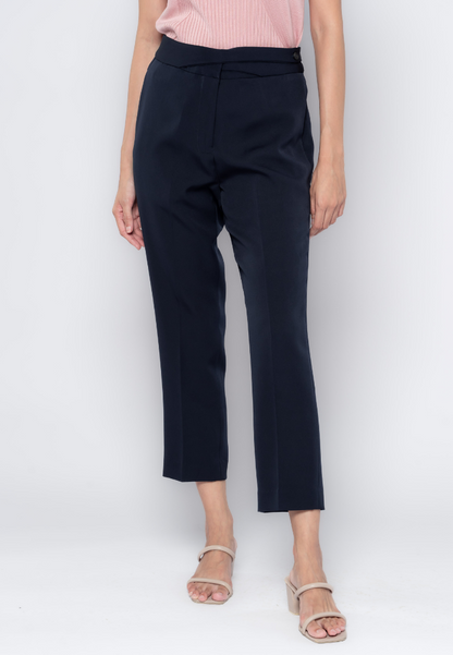 Cross Overlap Waist Detailed Slim Formal Pants