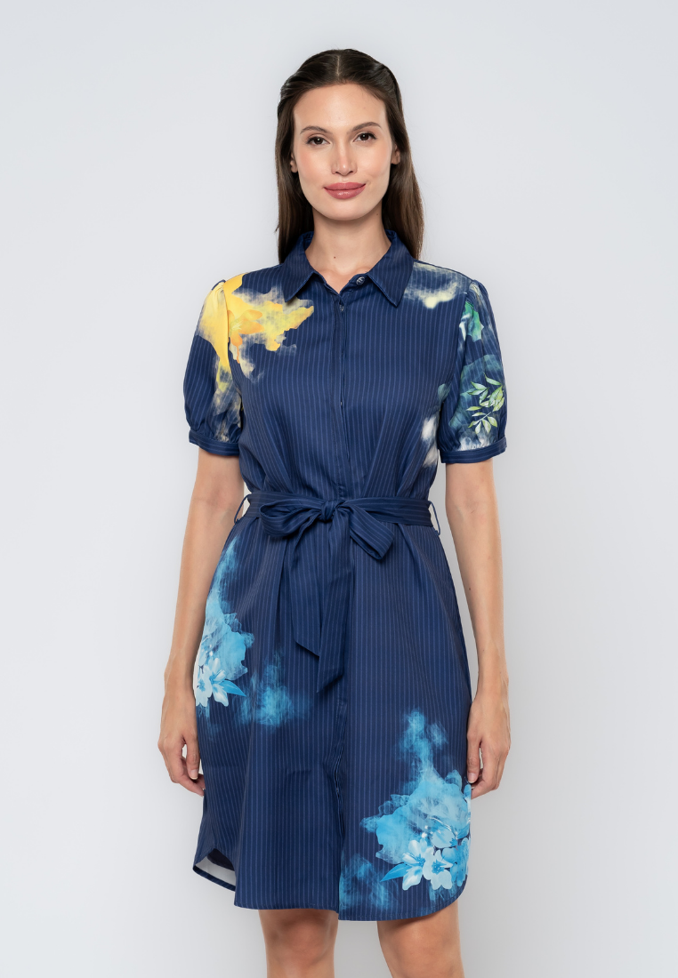 Rinoa Floral & Stripes Printed Shirt Dress