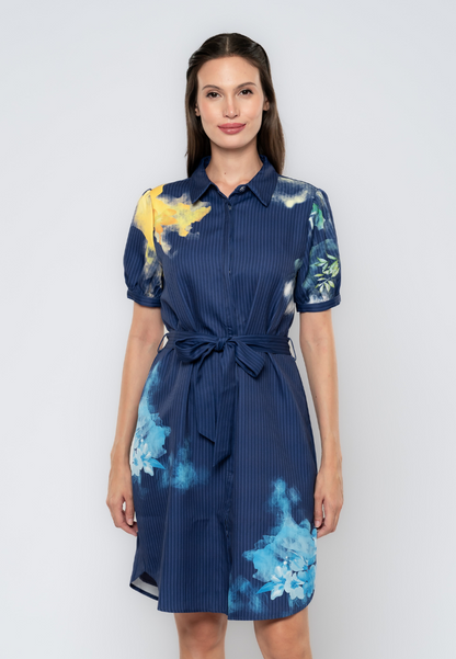 Rinoa Floral & Stripes Printed Shirt Dress