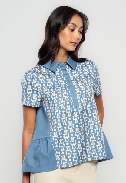 Enid Geometric Printed Collared Top