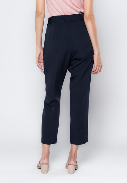 Cross Overlap Waist Detailed Slim Formal Pants