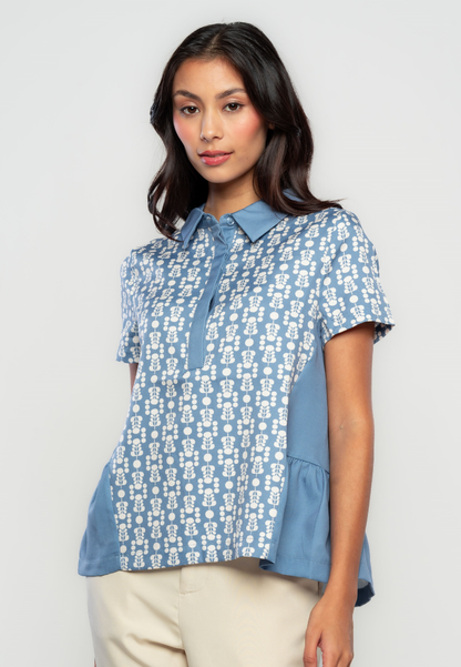 Enid Geometric Printed Collared Top