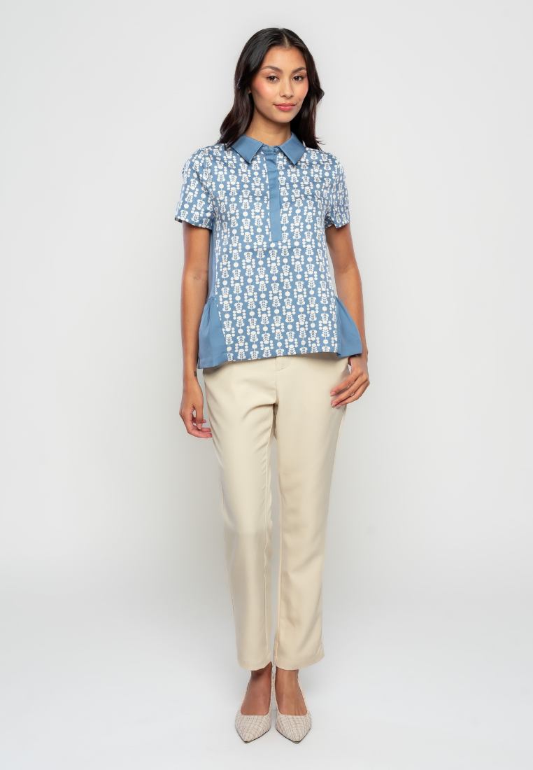 Enid Geometric Printed Collared Top